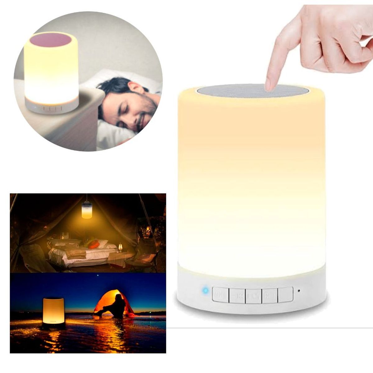 GENERICO - Mini Parlante Bluetooth Touch Lámpara con Control de Color Táctil RGB