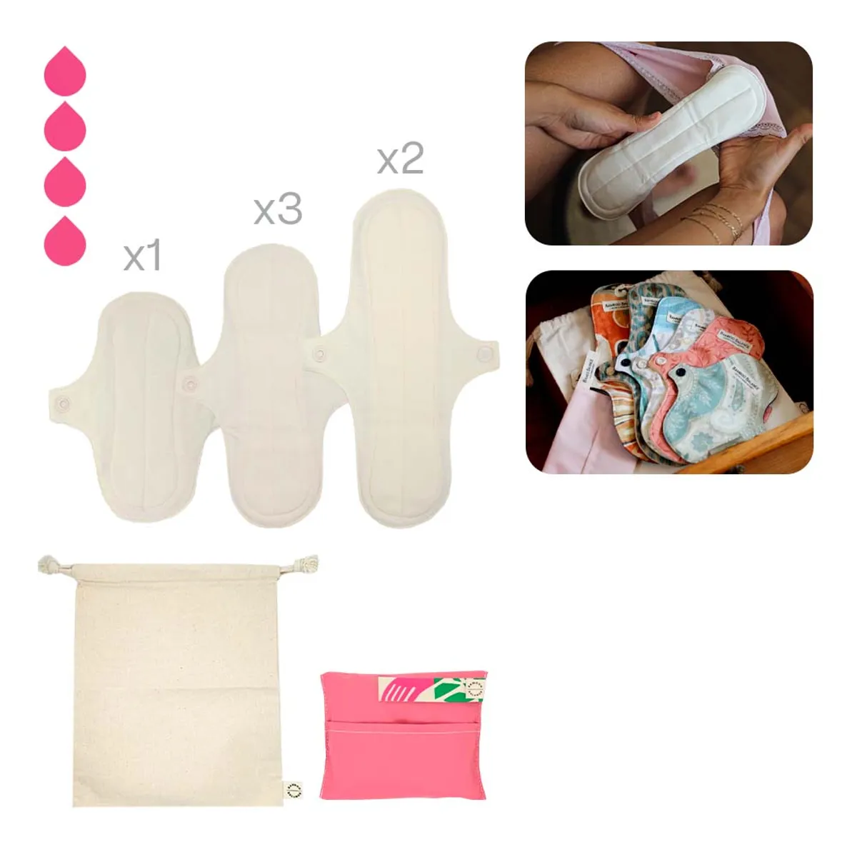 BAMBOO BALANCE - Toalla Higiénica Femenina de Tela Bamboo Balance Pack Flujo Medio Crema