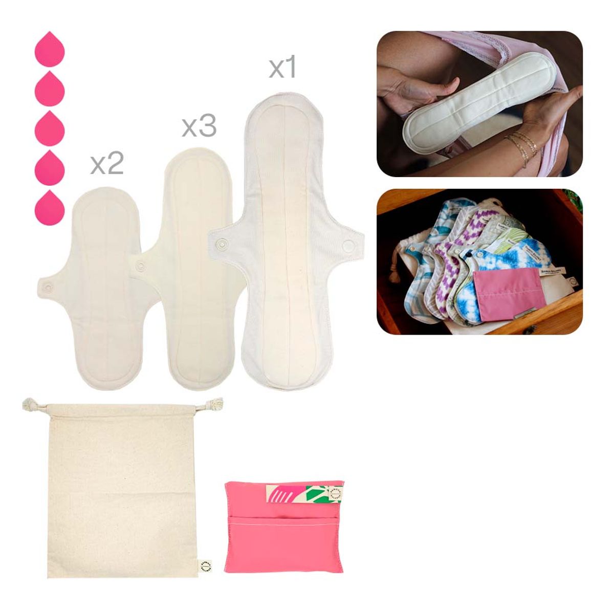 BAMBOO BALANCE - Toalla Higiénica Femenina de Tela - Pack - Flujo Alto - Natural