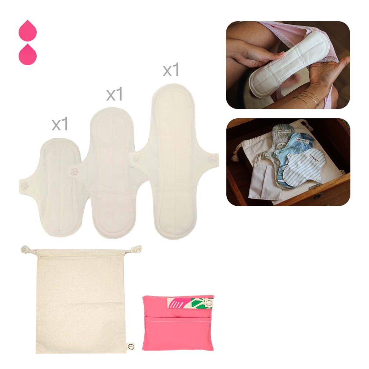 BAMBOO BALANCE - Toalla Higiénica Femenina de Tela - Pack - Prueba - Natural