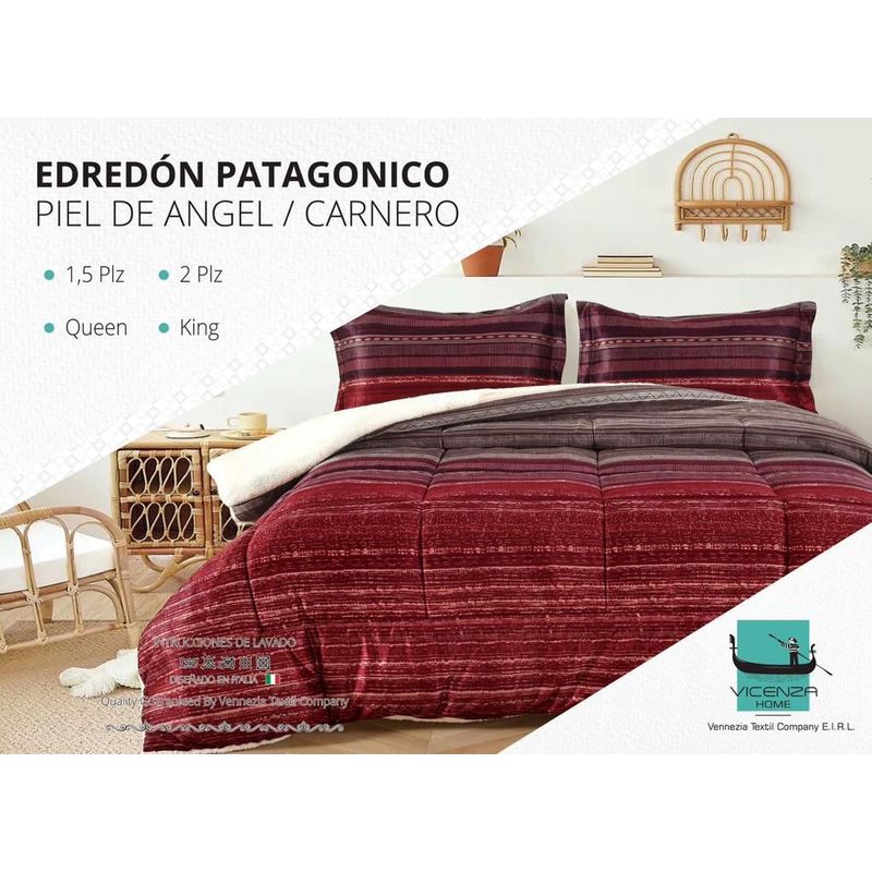 VENEZIA - Set Edredón 2 Pz Piel de Ángel con Carnero + Sabanas y Fundas 100% Calidad