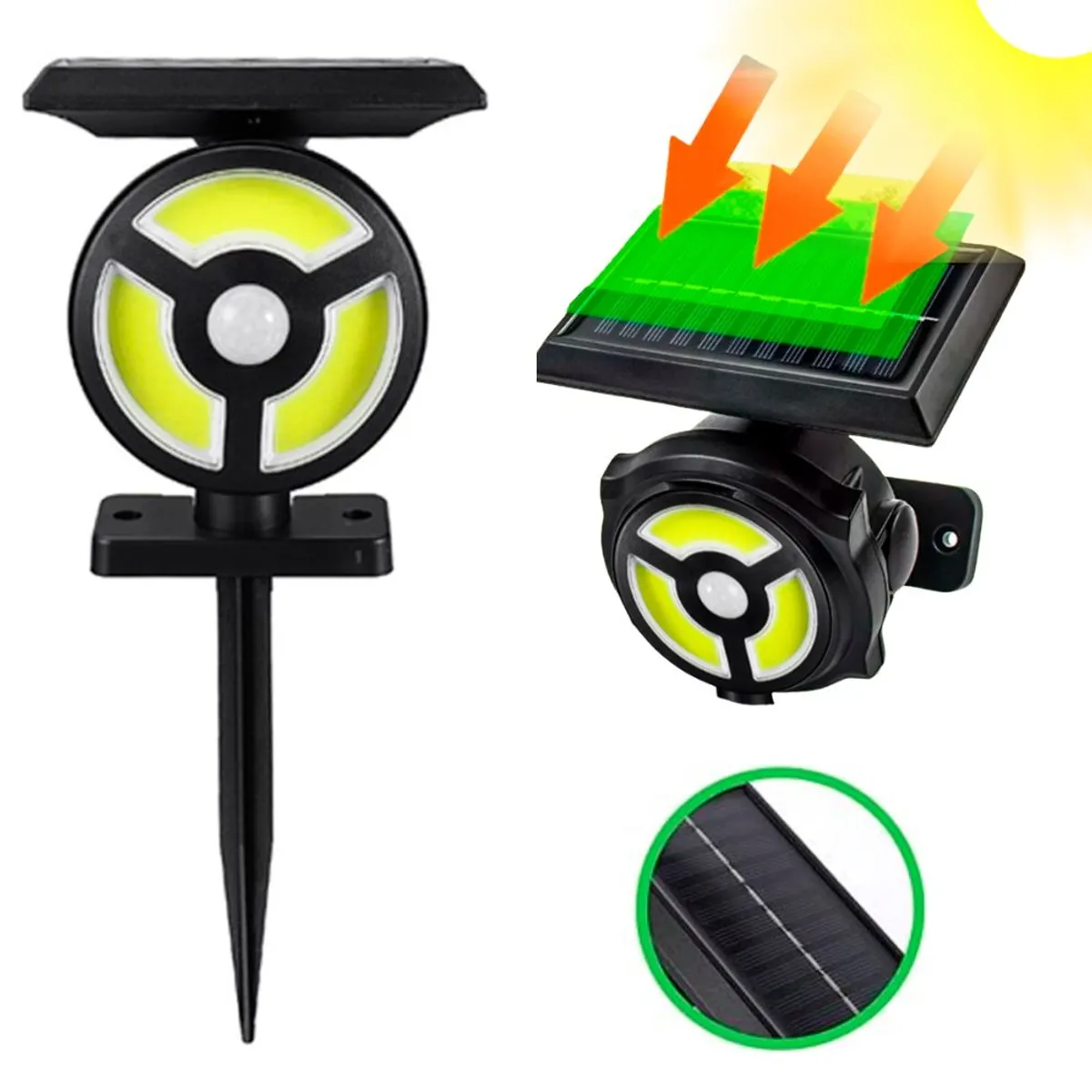 GENERICO - Lampara Foco Luz Led con Panel Solar para Jardin Patio Exterior
