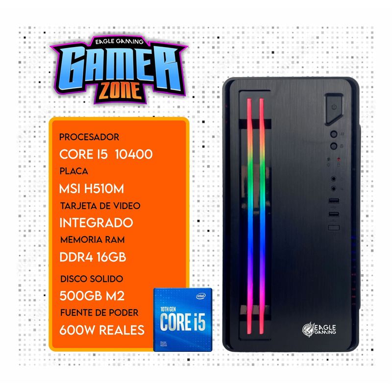 INTEL - CPU Intel CORE i5 10400 RAM 16GB SSD 500GB Windows 10  computadora PC