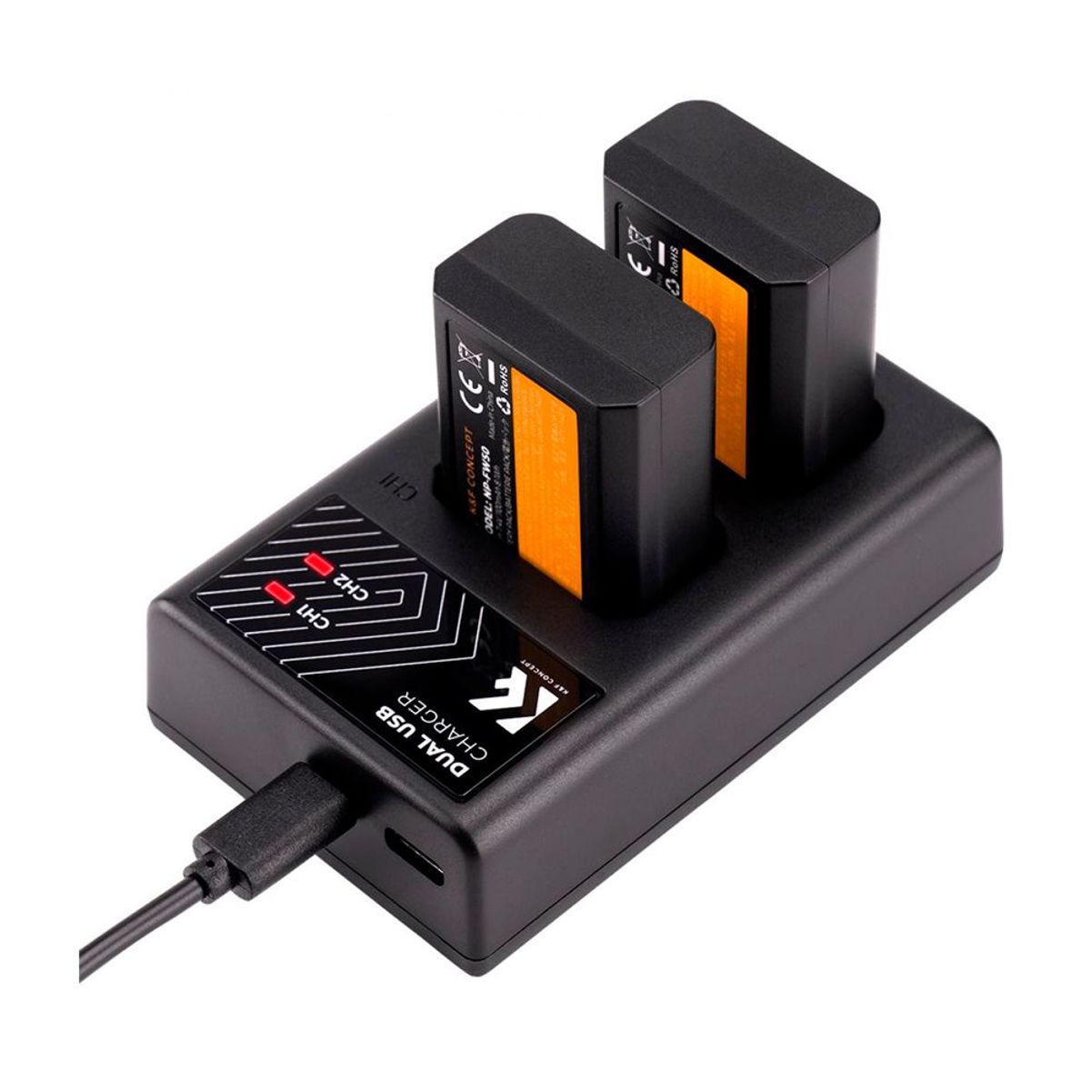 K&F CONCEPT - Kit Cargador Doble  K&F Concept+2 Baterias Sony NP-FW50 KF28.0015