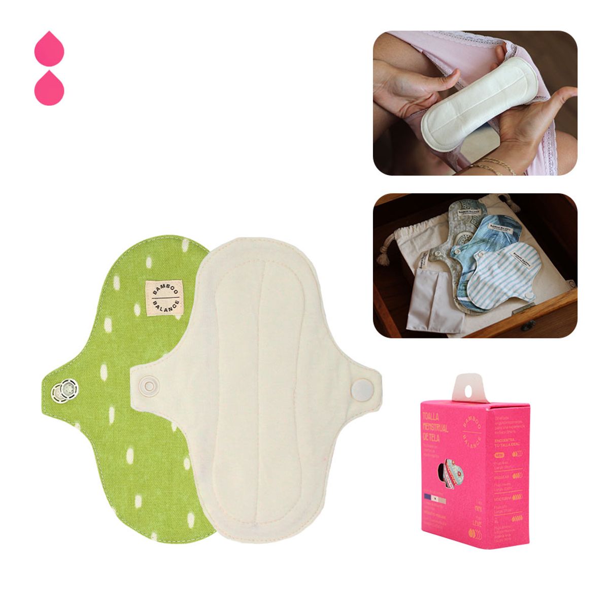 BAMBOO BALANCE - Toalla Higiénica Femenina Mini de Tela Bamboo Balance Natural