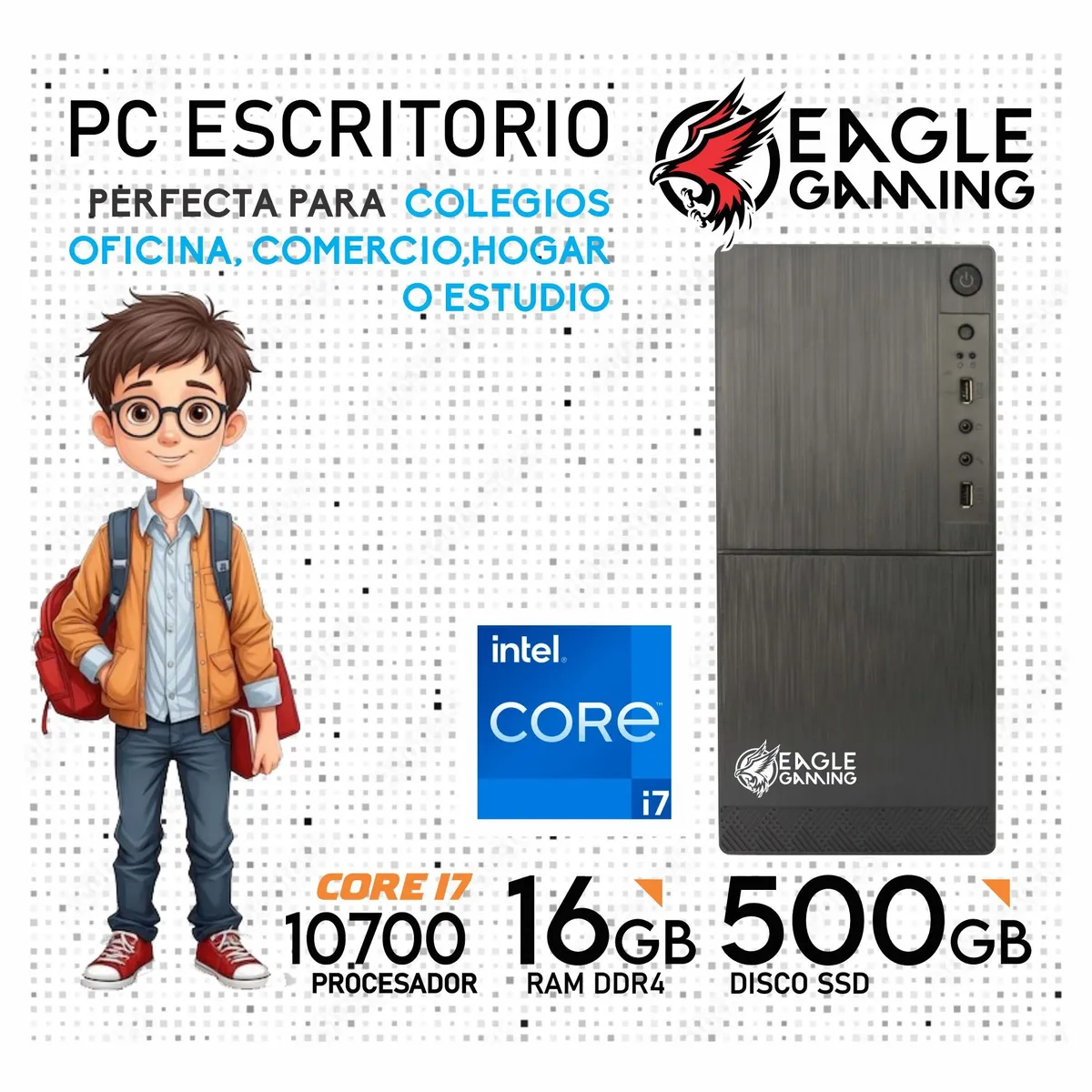 INTEL - CPU Intel CORE i7-10700 RAM 16GB SSD 500GB Windows 10  computadora PC
