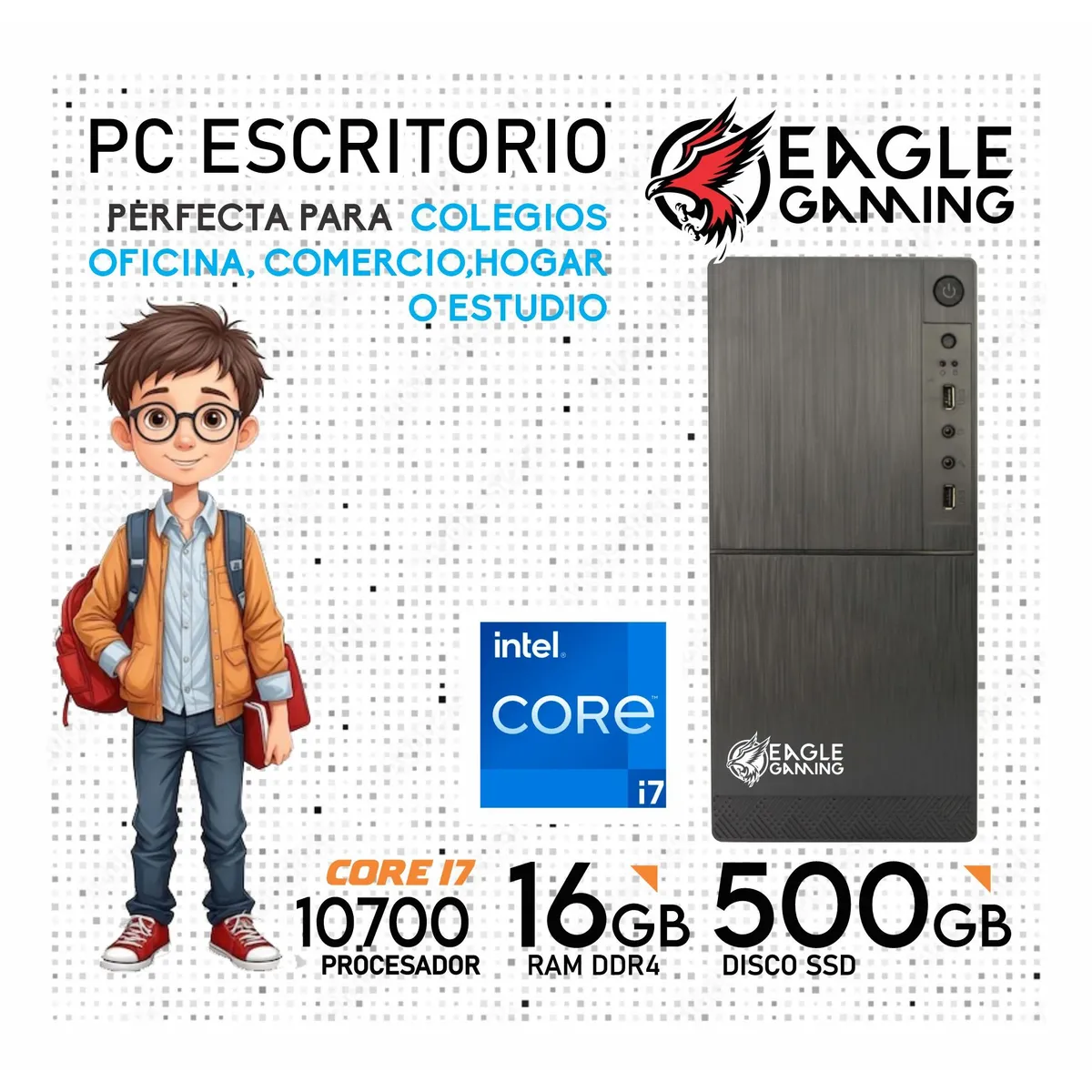 INTEL - CPU Intel CORE i7-10700 RAM 16GB SSD 500GB Windows 10  computadora PC