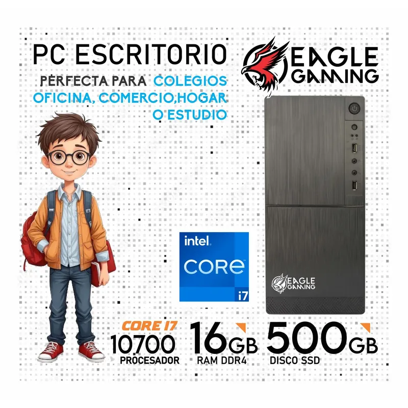 INTEL - CPU Intel CORE i7-10700 RAM 16GB SSD 500GB Windows 10  computadora PC