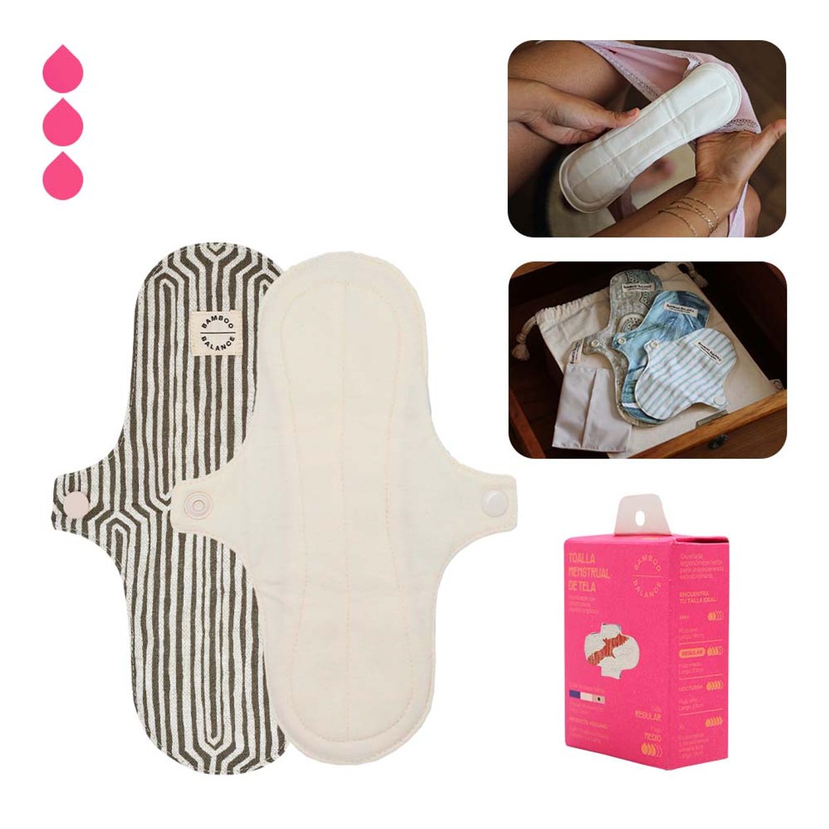 BAMBOO BALANCE - Toalla Higiénica Femenina de Tela Bamboo Balance Regular Natural