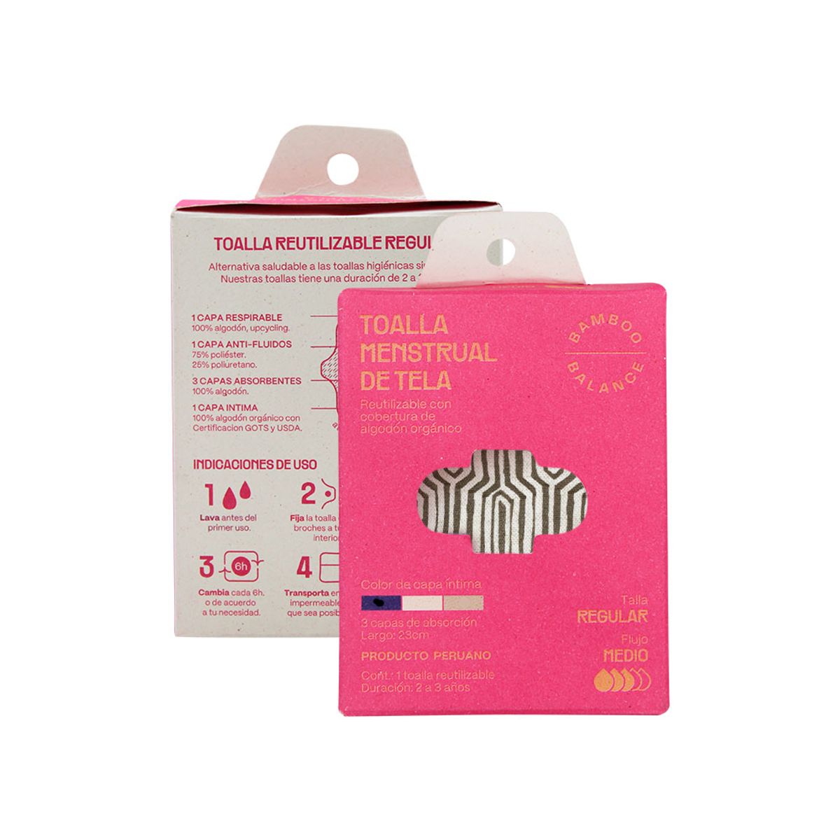 BAMBOO BALANCE - Toalla Higiénica Femenina de Tela Bamboo Balance Regular Natural