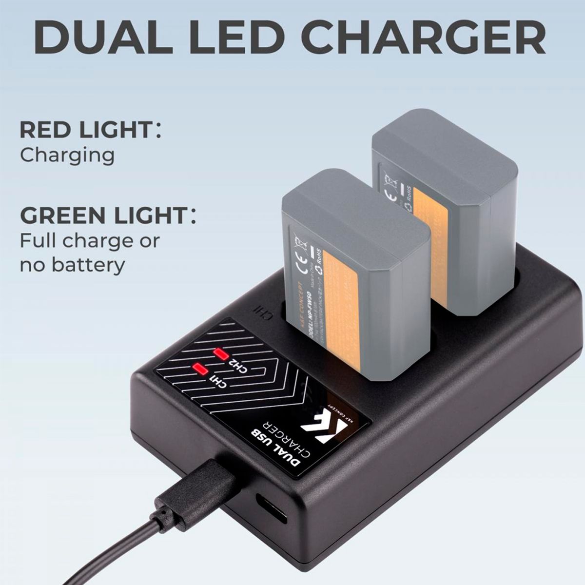 K&F CONCEPT - Cargador  K&F Concept para Bateria Sony NP-FW50 KF28.0009.