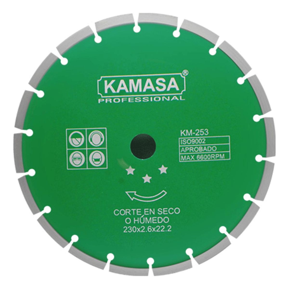 KAMASA - Disco Diamantado Segmentado 9" Húmedo Seco Verde Kamasa