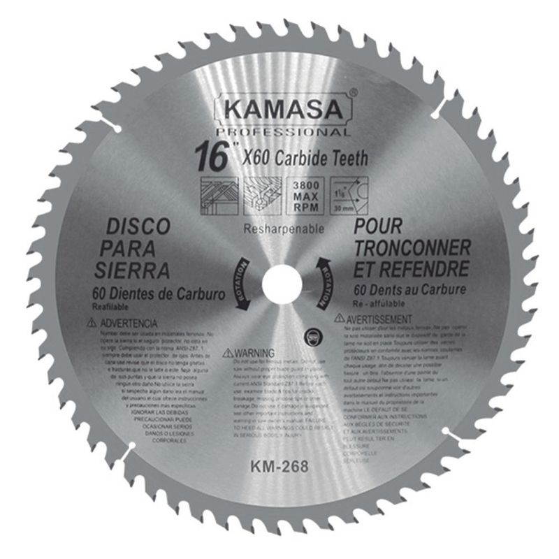KAMASA - Disco Sierra para Madera 16" 60 Dientes Kamasa KM268