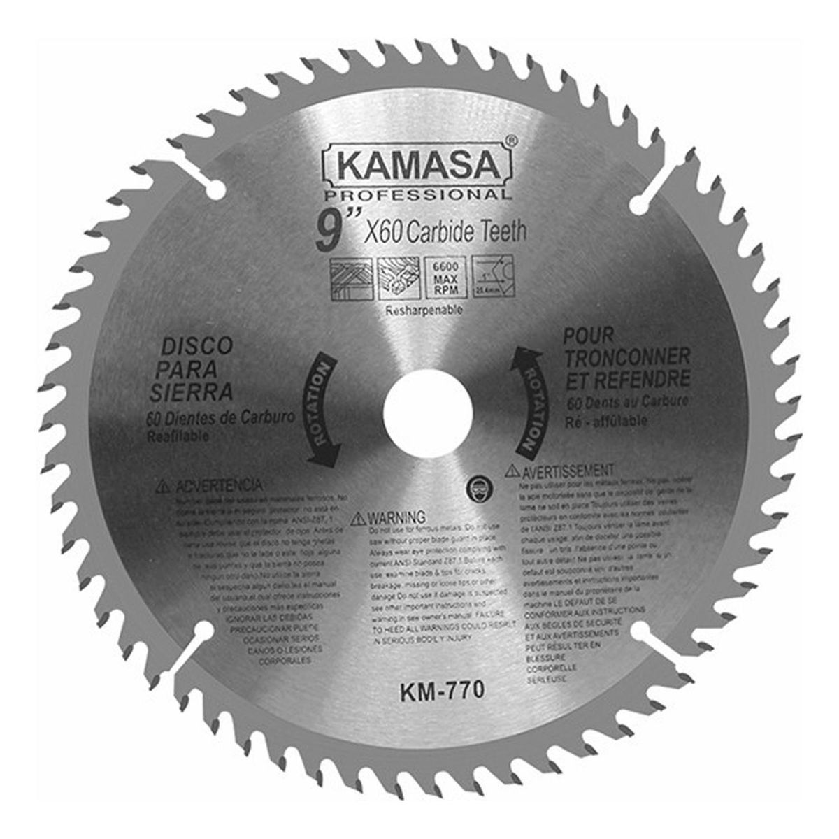 KAMASA - Disco Sierra para Madera 9" 60 Dientes Kamasa KM770