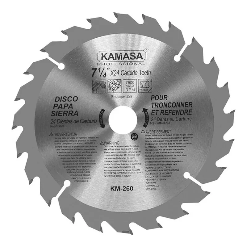 KAMASA - Disco Sierra para Madera 7-1/4" 24 Dientes Kamasa KM260