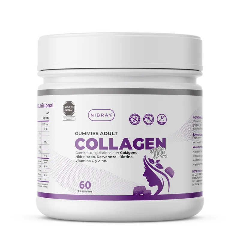 NIBRAY - Colageno con Resveratrol Biotina Zinc Vitamina C Gomitas Nibray