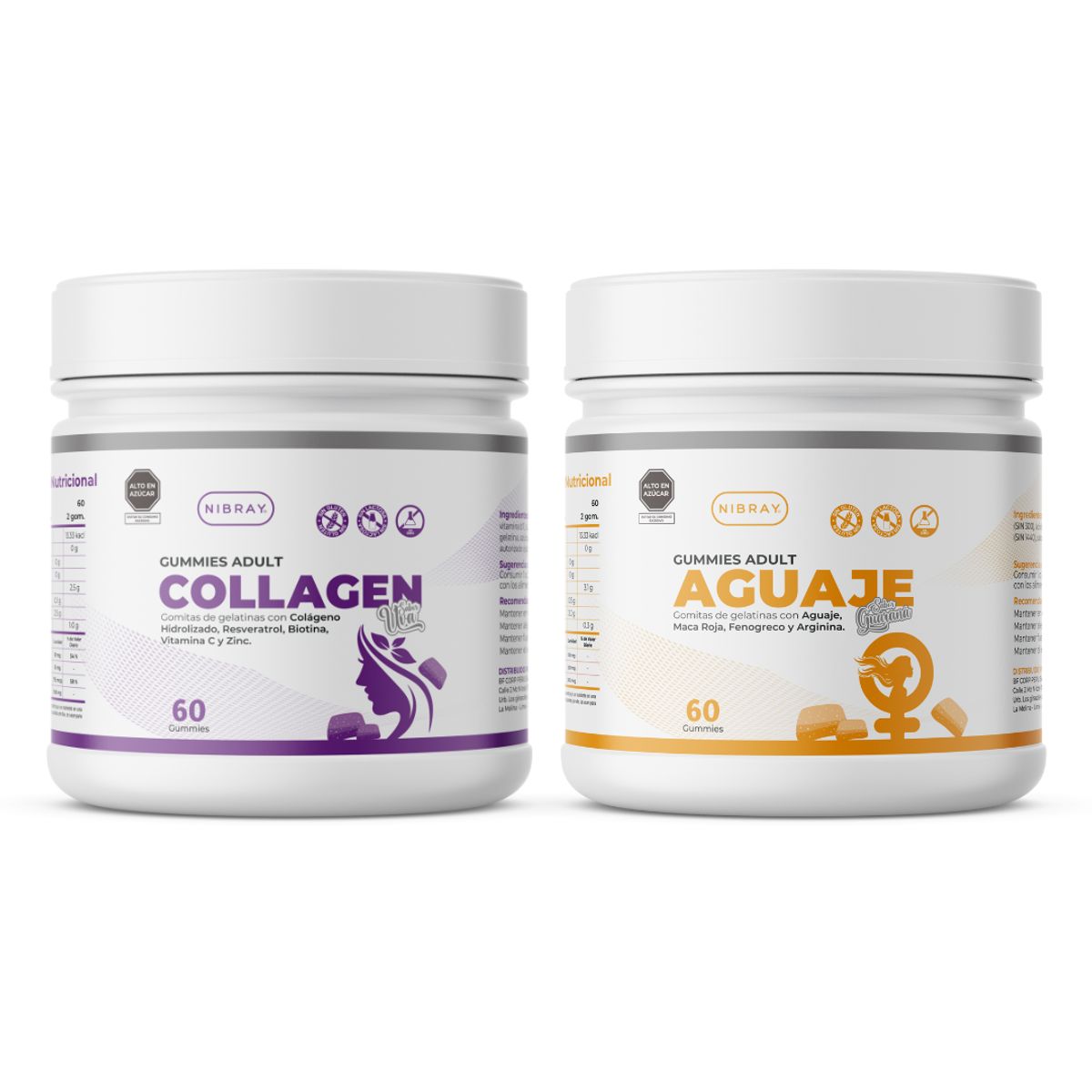 NIBRAY - Colágeno Biotina Resveratrol y Aguaje Pack Belleza Natural