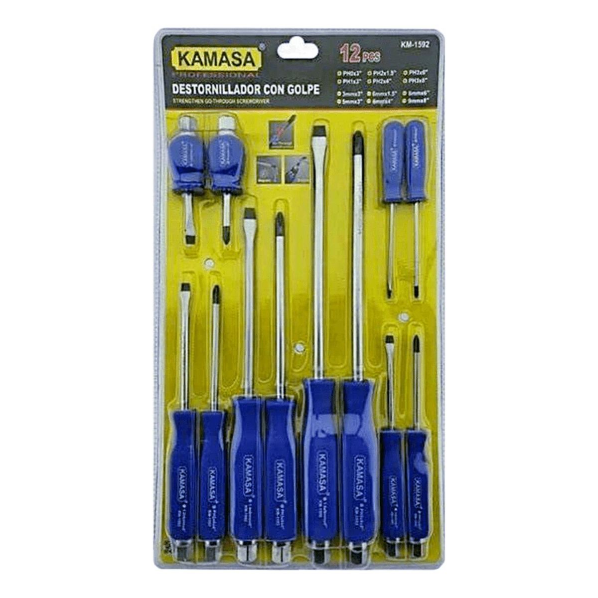 KAMASA - Set de Destornillador Golpe Mango Kamasa KM1592 12 Piezas