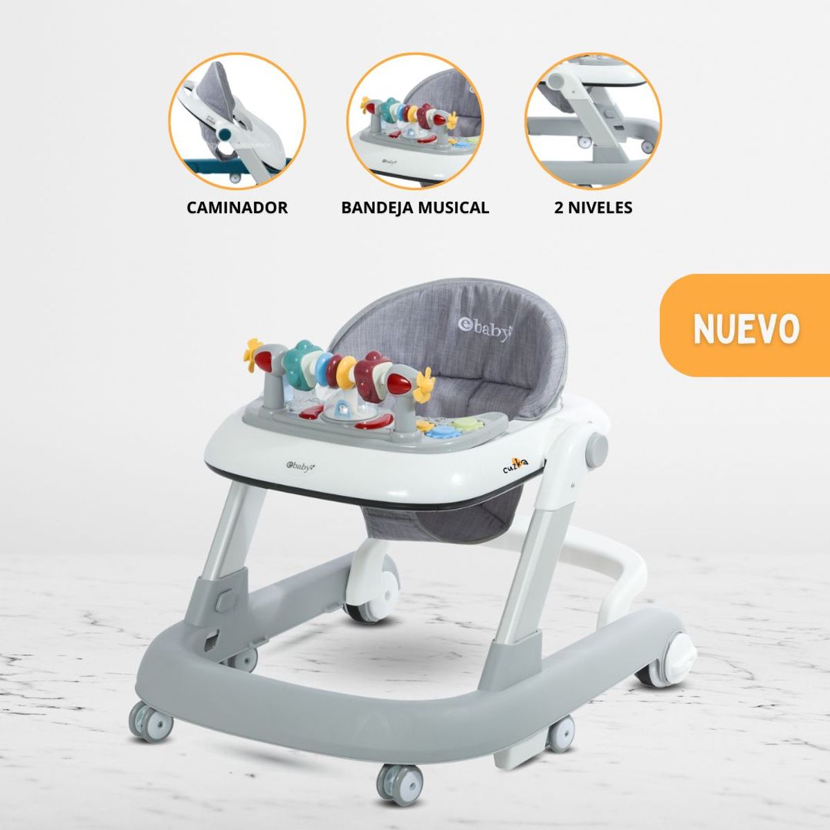 EBABY - Andador Caminador Interactiva para Bebés «FUNNY» Gray