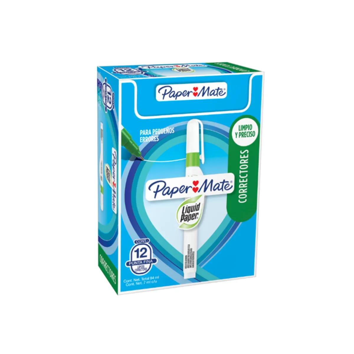 PAPER MATE - CAJA CON 12 LAPICES CORRECTORES LIQUID PAPER 7ML