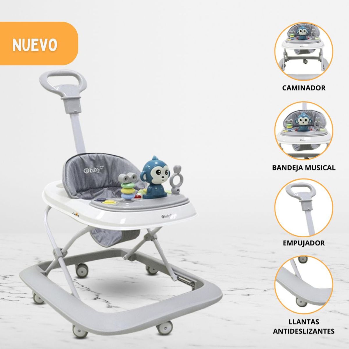 EBABY - Andador Musical Didáctico para Bebés «VARI» Gray