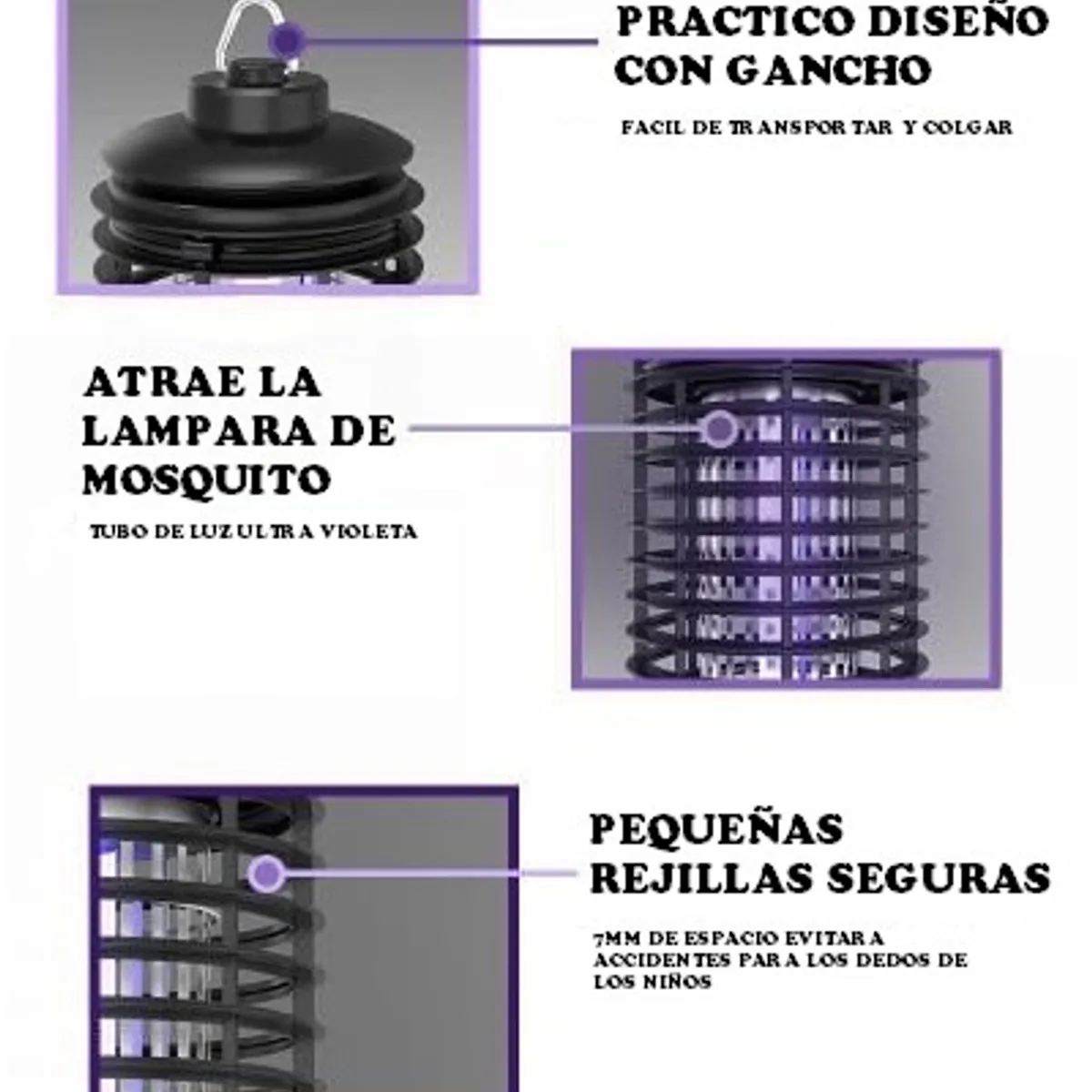 GENERICO - Maquina Para Matar Mosquitos Moscas Insectos Portátil Luz UV