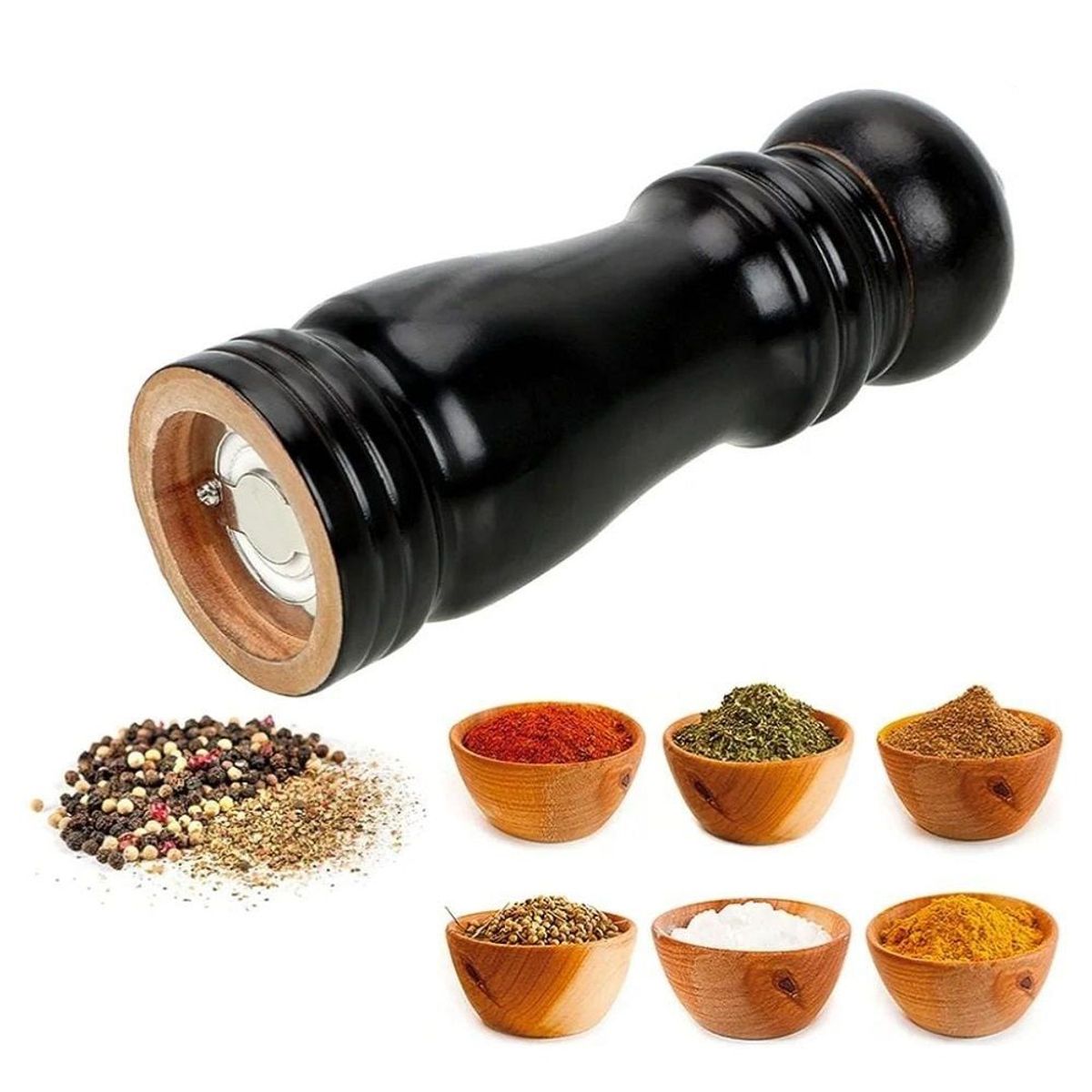 GENERICO - Pimentero Molinillo Manual de madera Especies pimienta 6 pulgadas