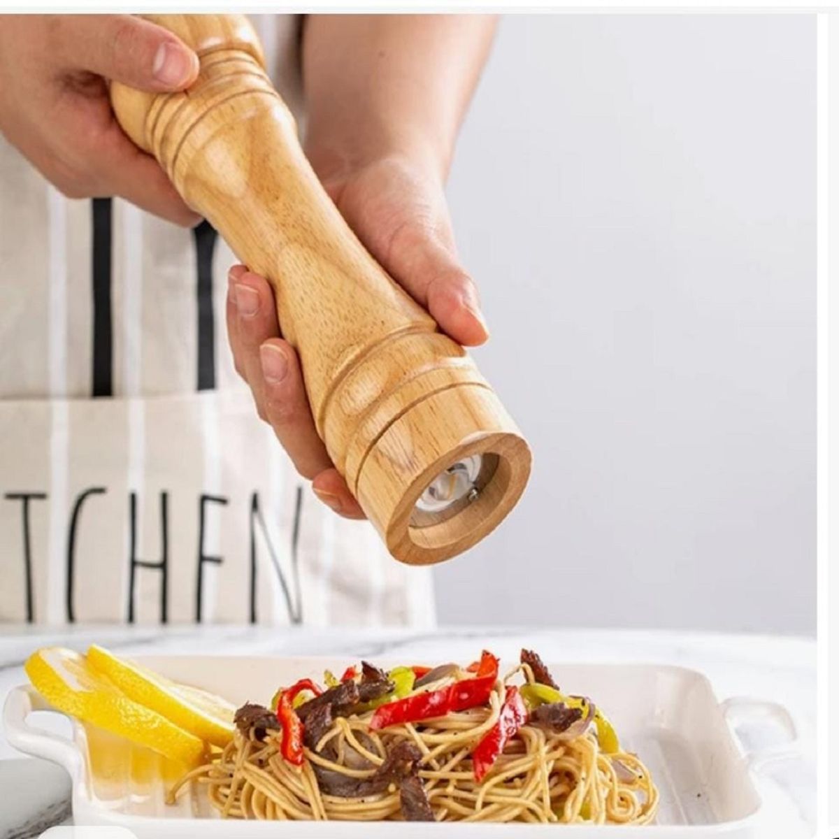 GENERICO - Pimentero Molinillo Manual de madera Especies pimienta 10 pulgadas