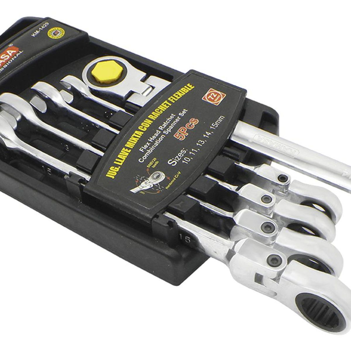 KAMASA - Juego Llave Mixta con Rachet Flexible 10 a 15mm x5pzs Kamasa