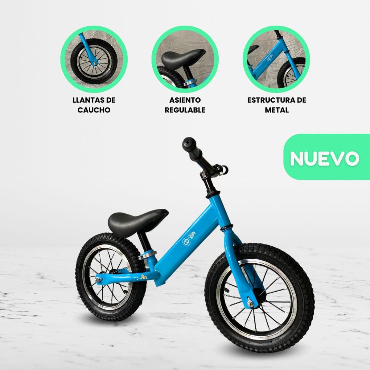 CUZKA - Bicicleta de Equilibrio Aro 12 Caucho «BALANCE» Light Blue