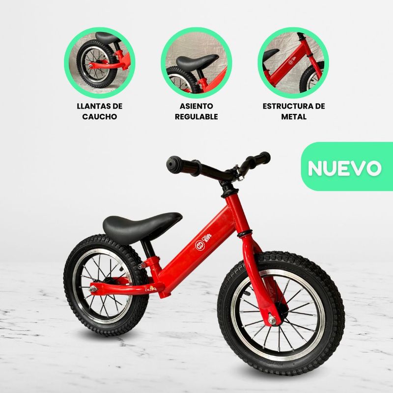 CUZKA - Bicicleta de Equilibrio Aro 12 Caucho «BALANCE» Red