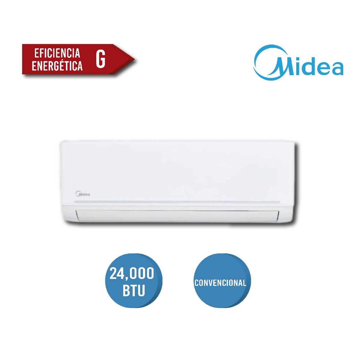 MIDEA - AIRE ACONDICIONADO MINISPLIT MIDEA DE 24000 BTU CON 2 AÑOS DE GARANTIA
