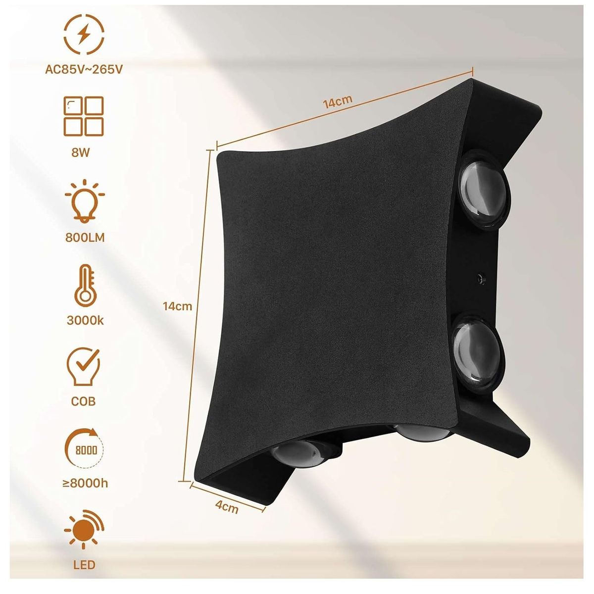 GENERICO - Lampara de pared Aplique Led rombo 8w Luz Calida