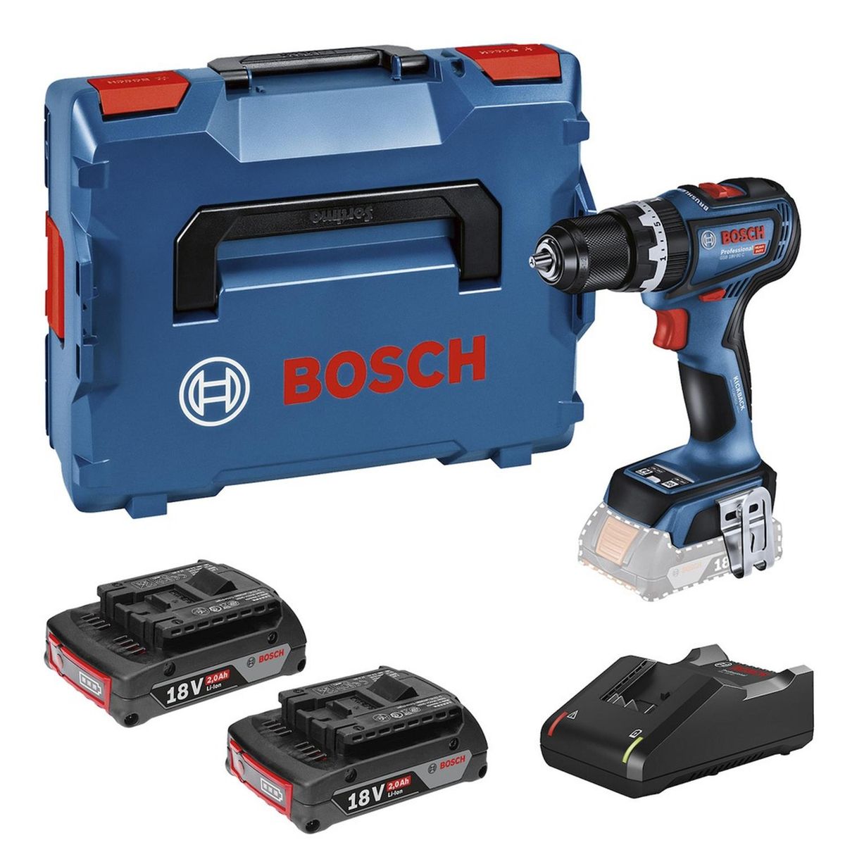 BOSCH - Taladro Percutor 1/2" 18V Brushless 2 Bat y Carg  Bosch GSB 18V-90 C