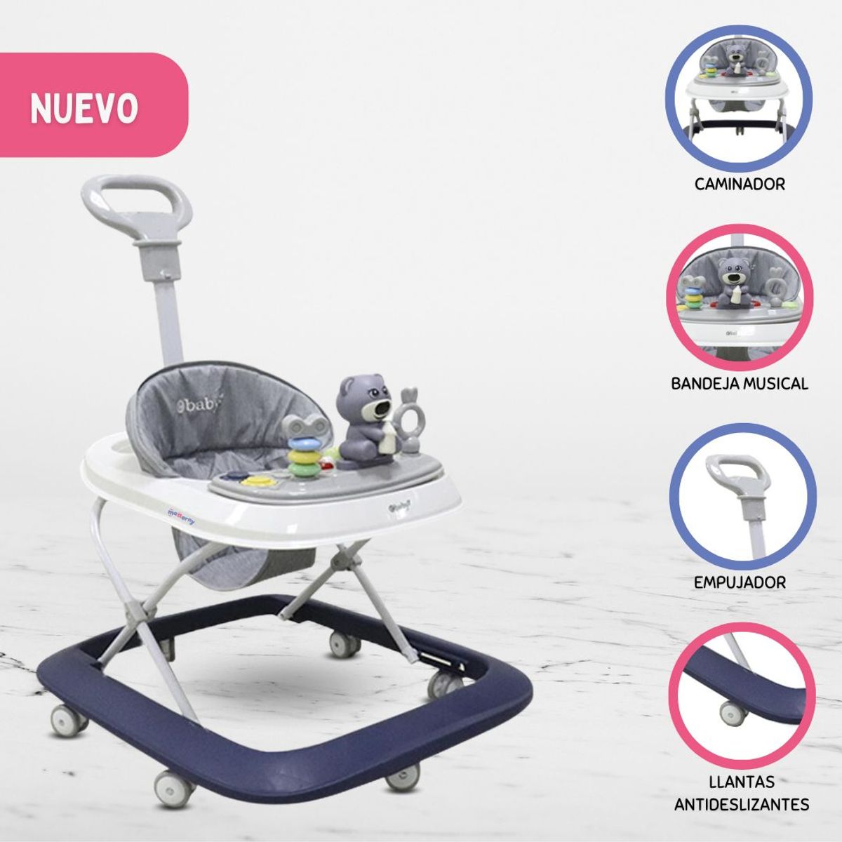EBABY - Andador Musical Didáctico para Bebés «VARI» Blue