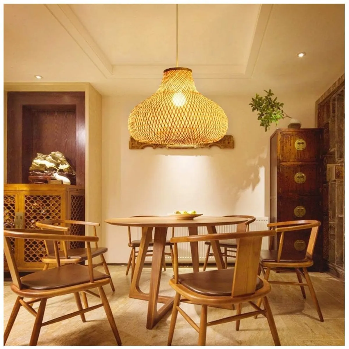 GENERICO - Lámpara colgante de bambú