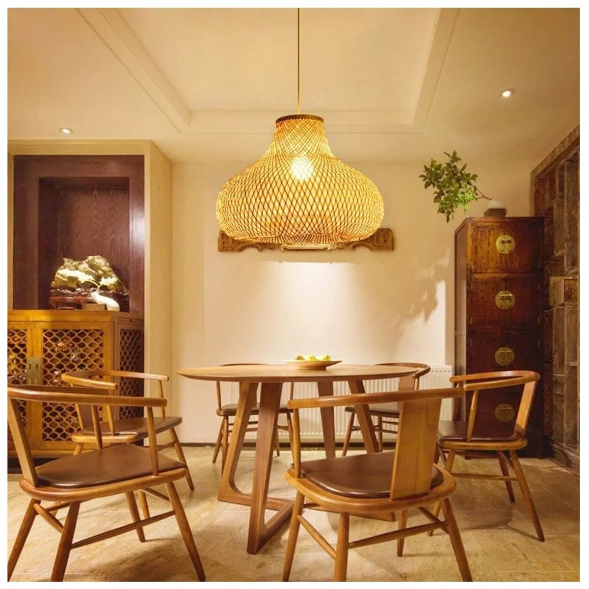 GENERICO - Lámpara colgante de bambú