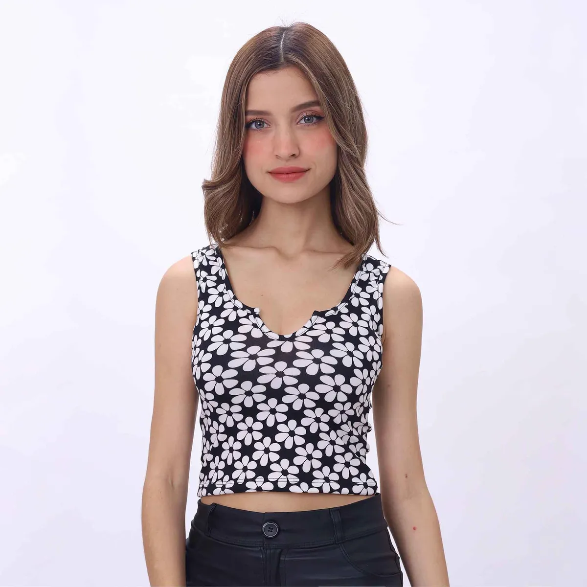 GENERICO - top mujer manga cero top corto escote La chispa