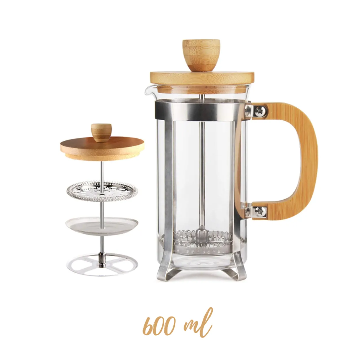 GENERICO - Cafetera prensa bambú 600