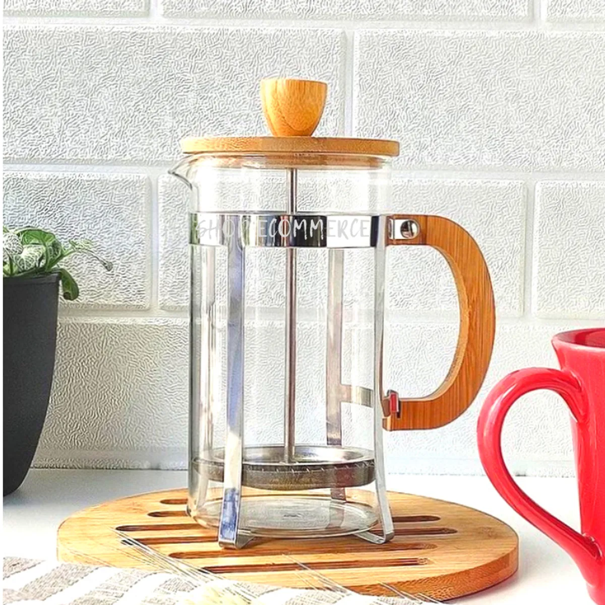 GENERICO - Cafetera prensa bambú 600