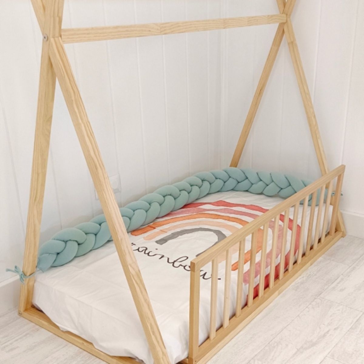 GENERICO - Trenza protector de cuna de 3 metros en color verde cemento