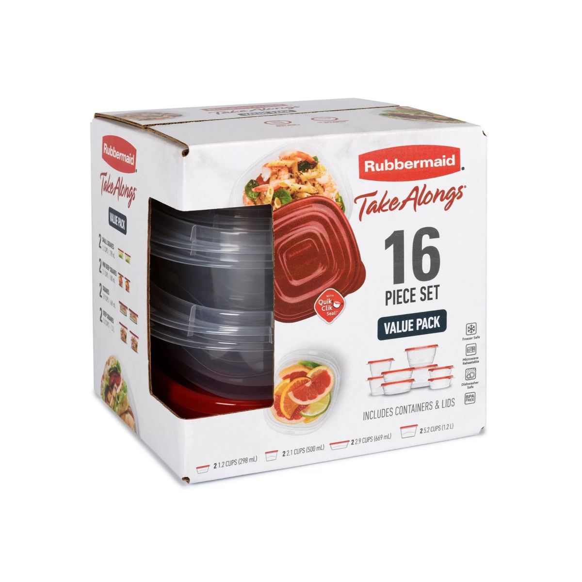 RUBBERMAID - Set hermeticos Rubbermaid TakeAlongs 16 Piezas