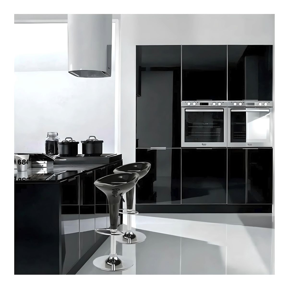 GENERICO - Set x2 Banco Silla Bar Riway Negro