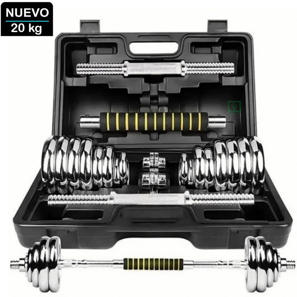 YORK - Set De Pesas 20kg  Mancuernas  Adaptador Barra