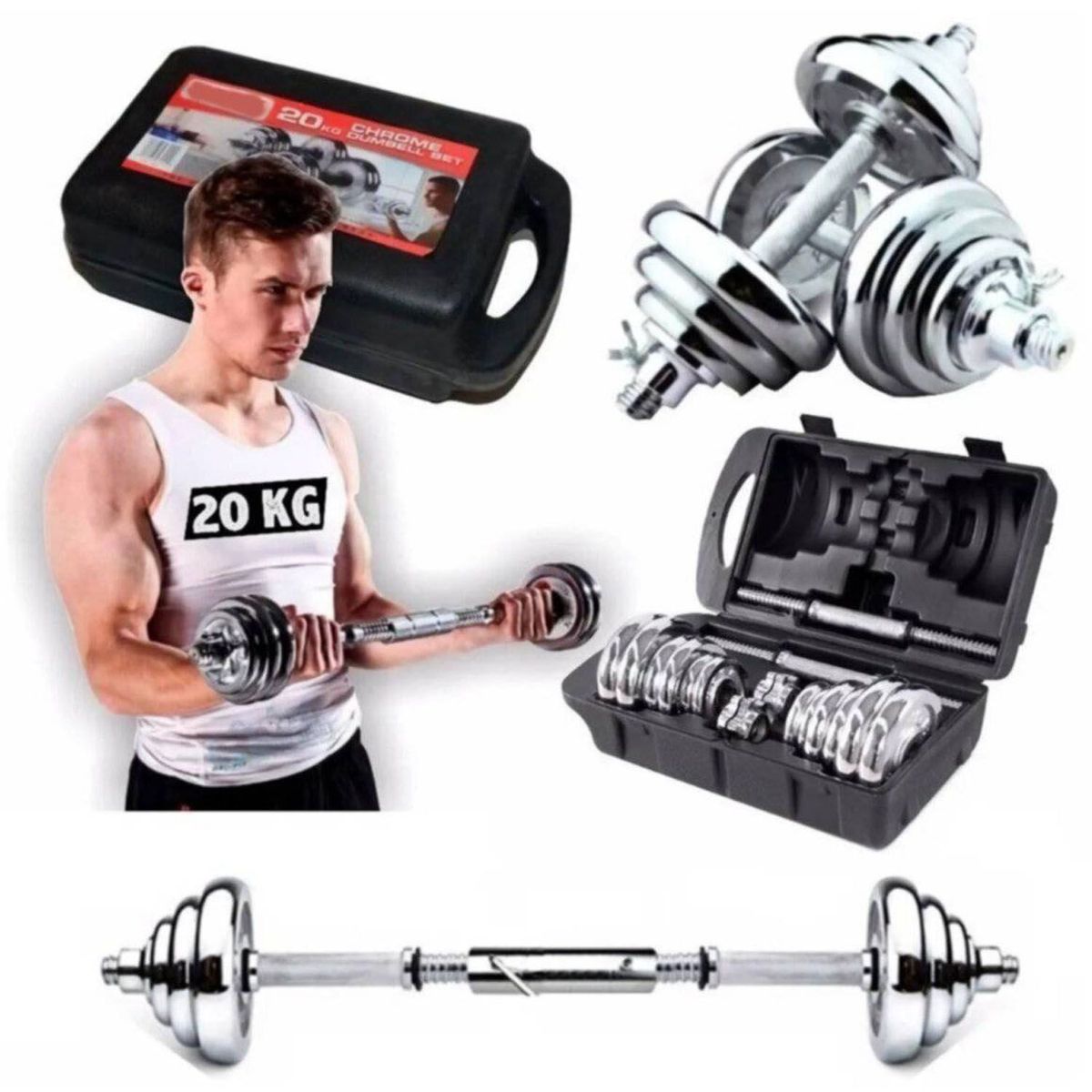 YORK - Set De Pesas York 20kg  Mancuernas  Adaptador