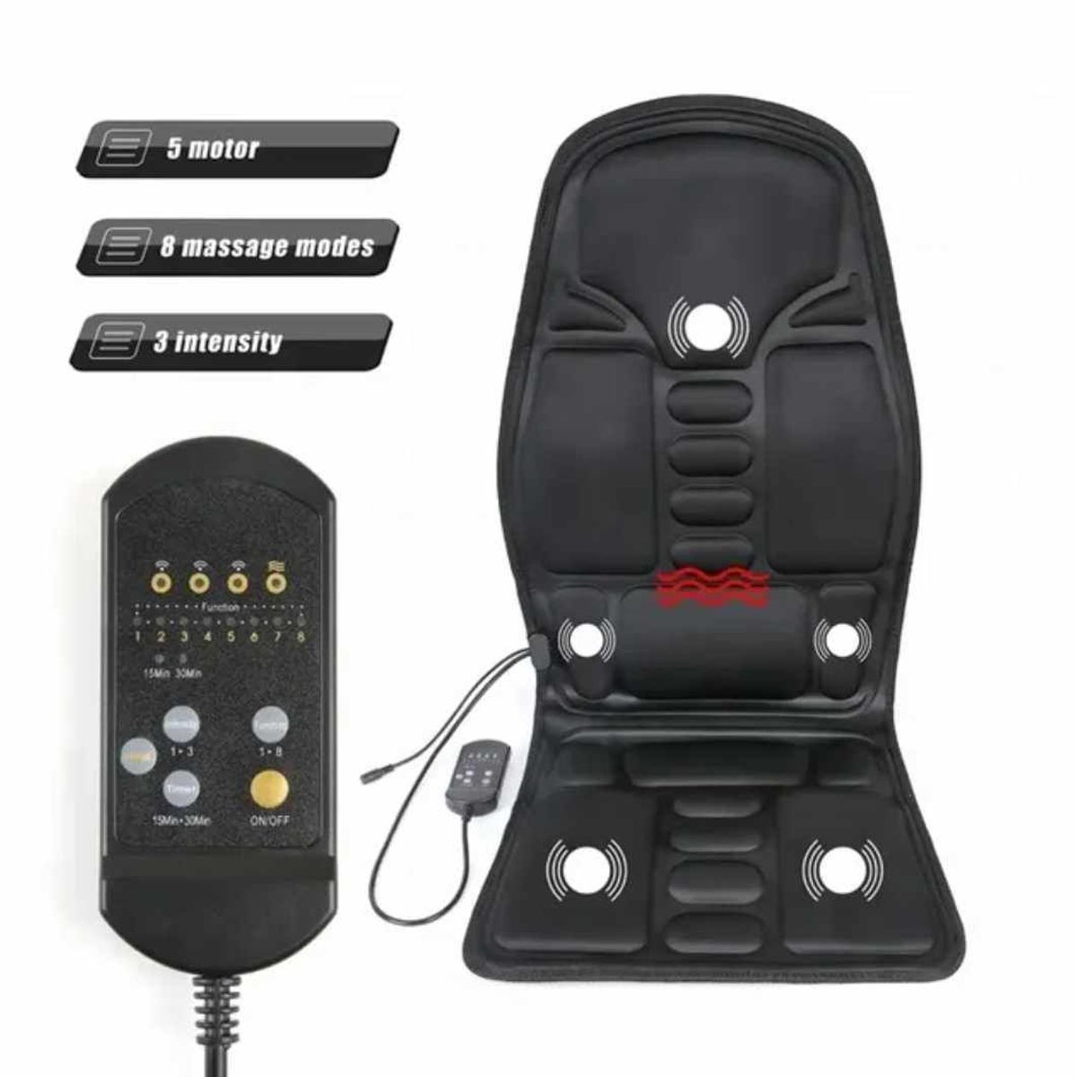 GENERICO - Asiento Masajeador de Espalda para Auto Camioneta Oficina Hogar