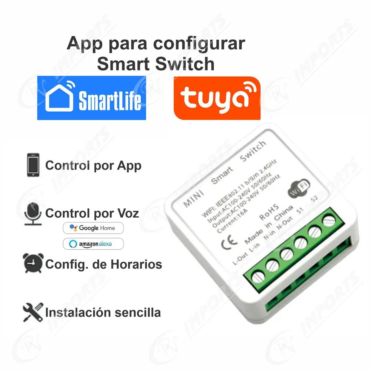 GENERICO - Interruptor Inteligente Wifi Mini Smart Switch Google Alexa