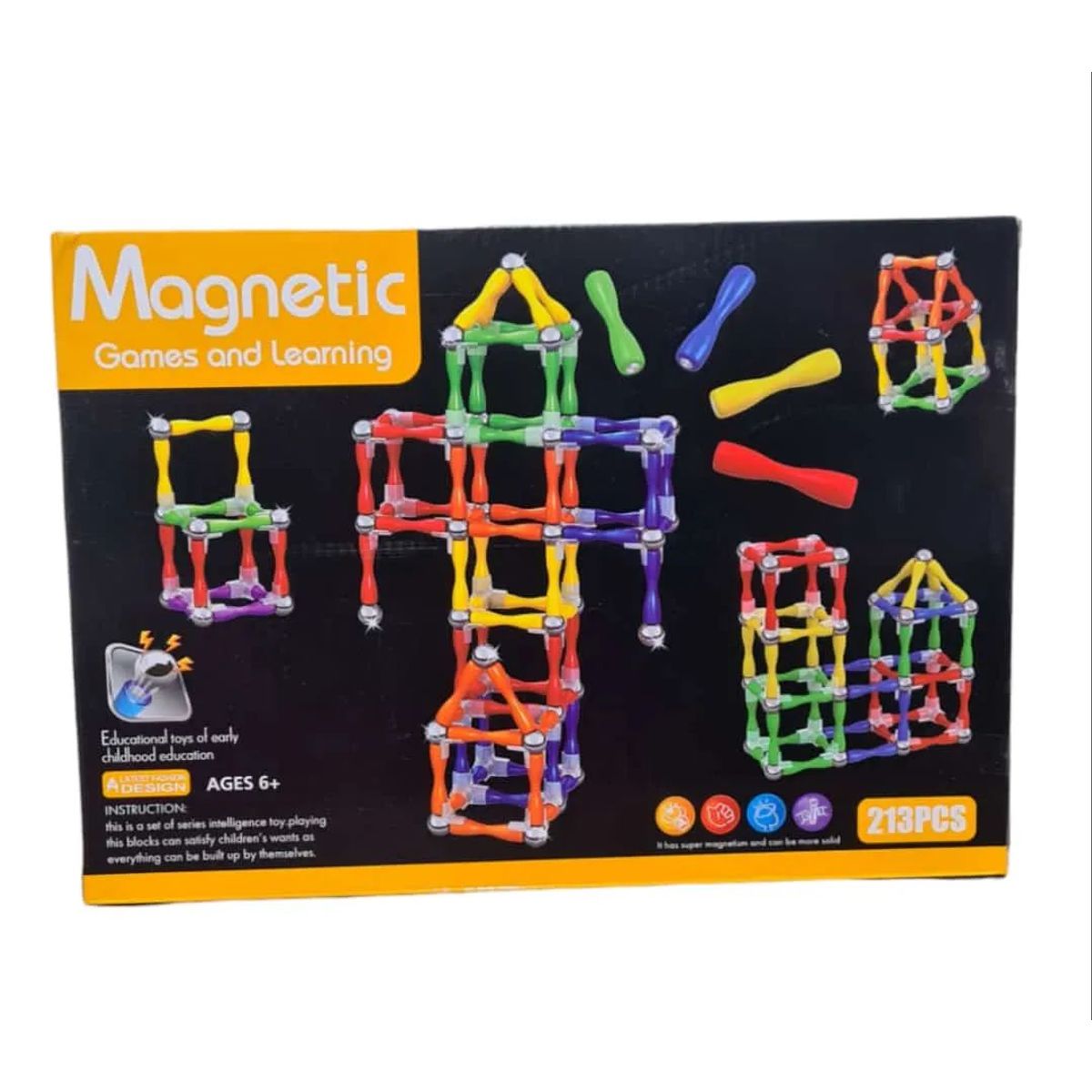 GENERICO - Palos magnéticos de colores de 213 Pcs