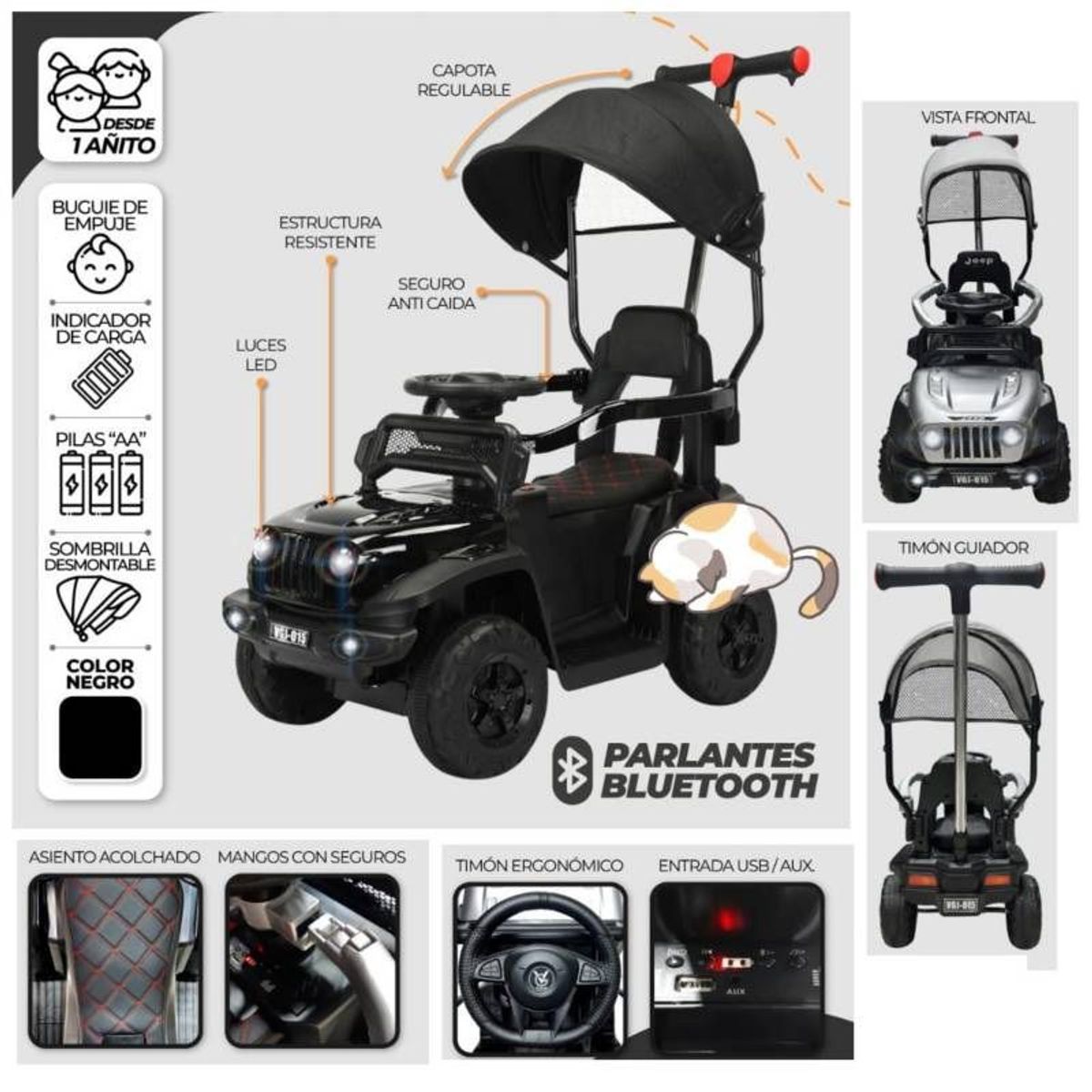 GENERICO - Correpasillo Guiador MERCEDES bluetoothSonido y Luces