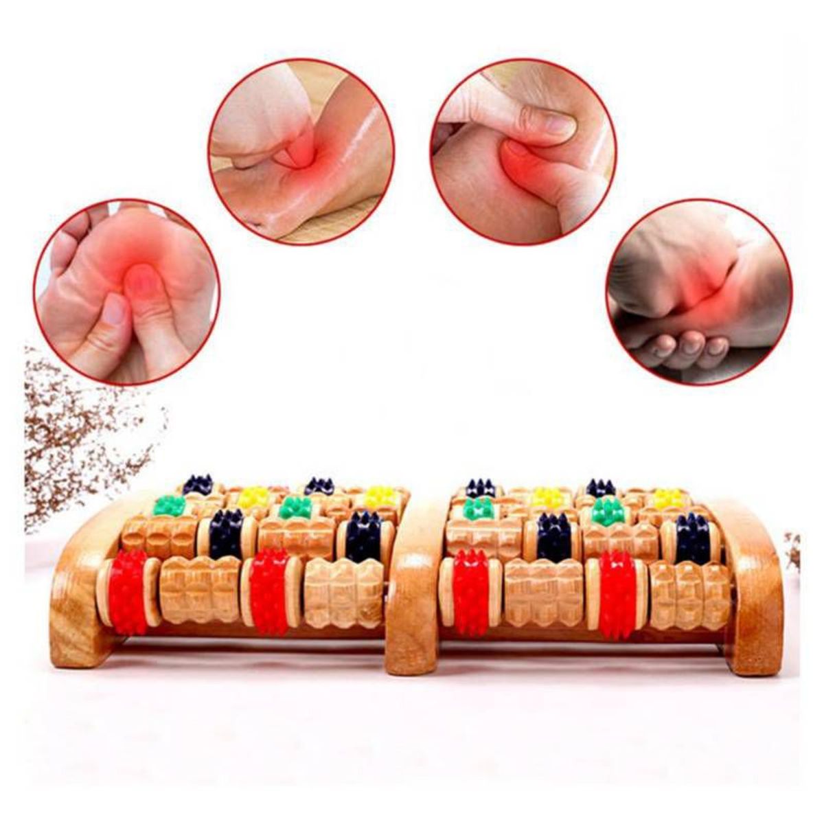 GENERICO - Rodillo masajeador de pies de madera